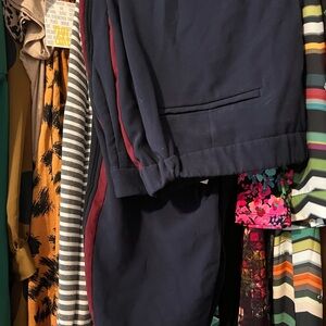 Old Navy Navy Blue Trousers with tuxedo stripes